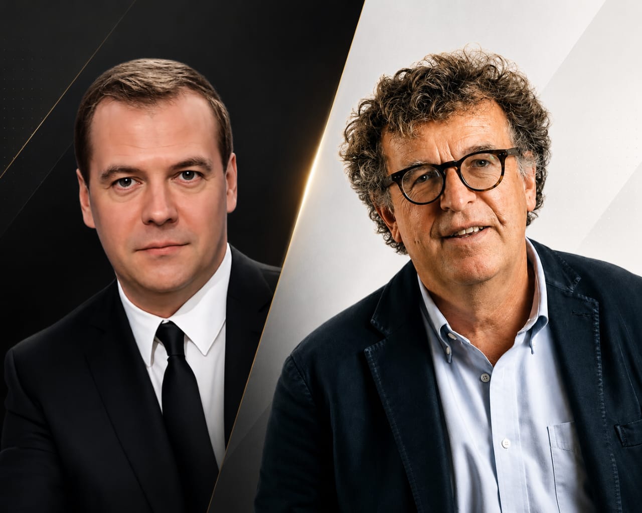 Double portrait of Ugo Mattei and Dmitry Medvedev